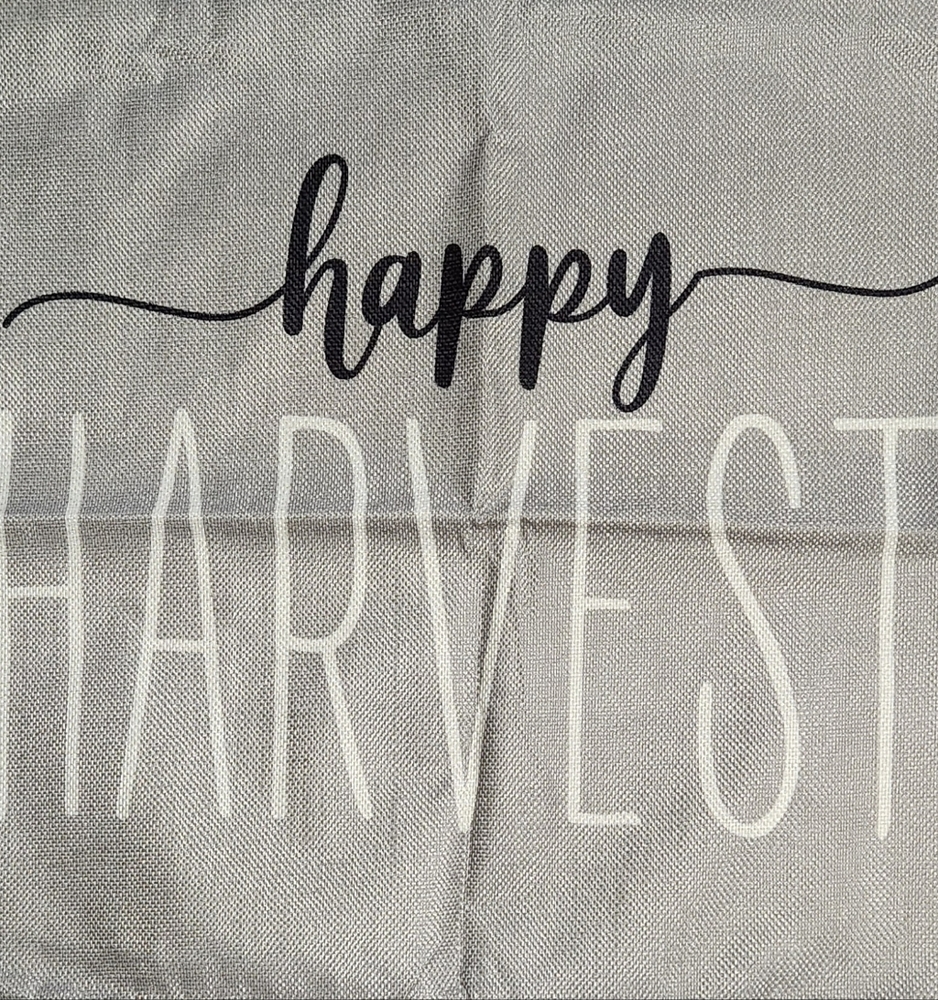 Fun and Pretty Silver Happy Harvest Fall-Halloween Pillow Cover